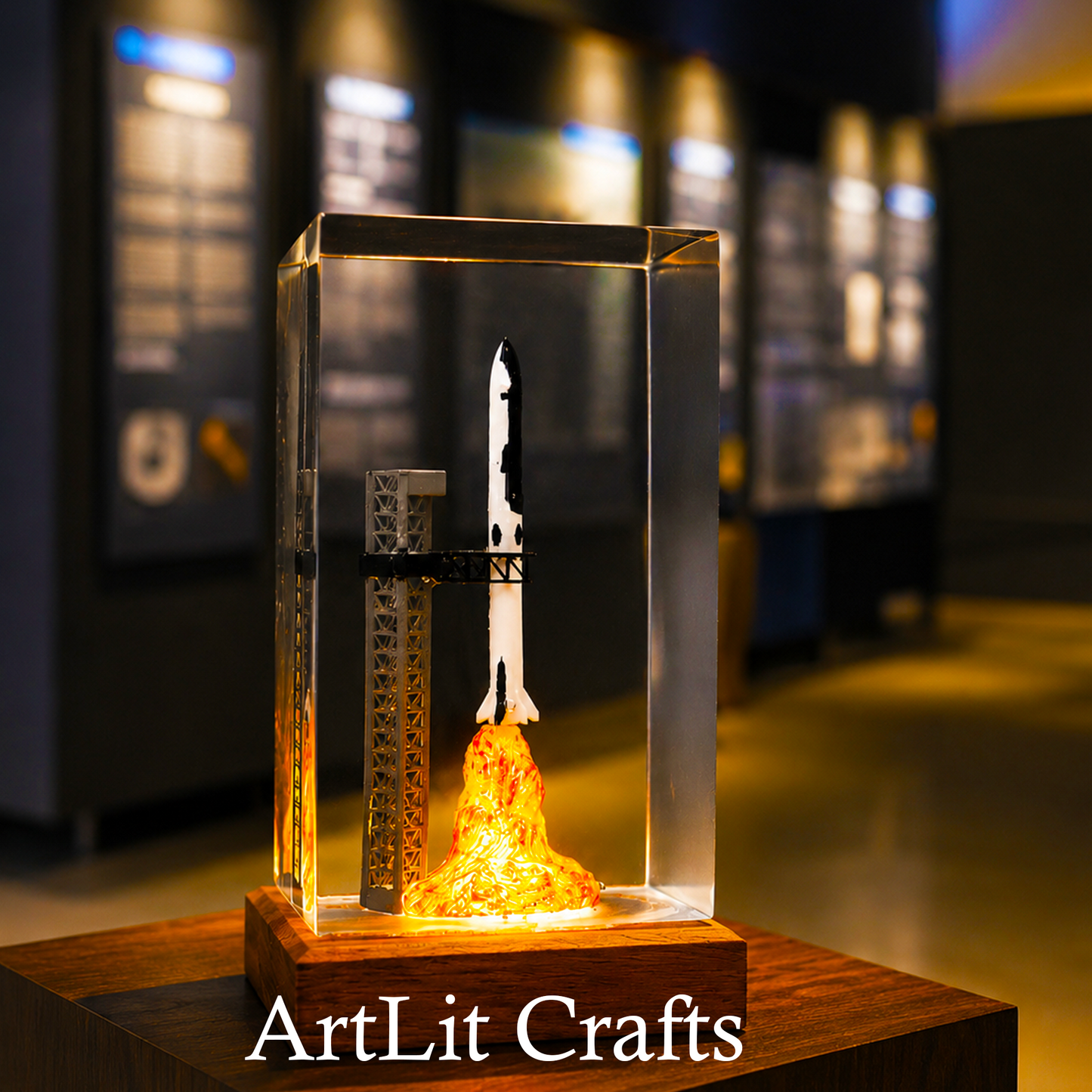 Rocket Launch Epoxy Resin Lamp – Handmade LED Light