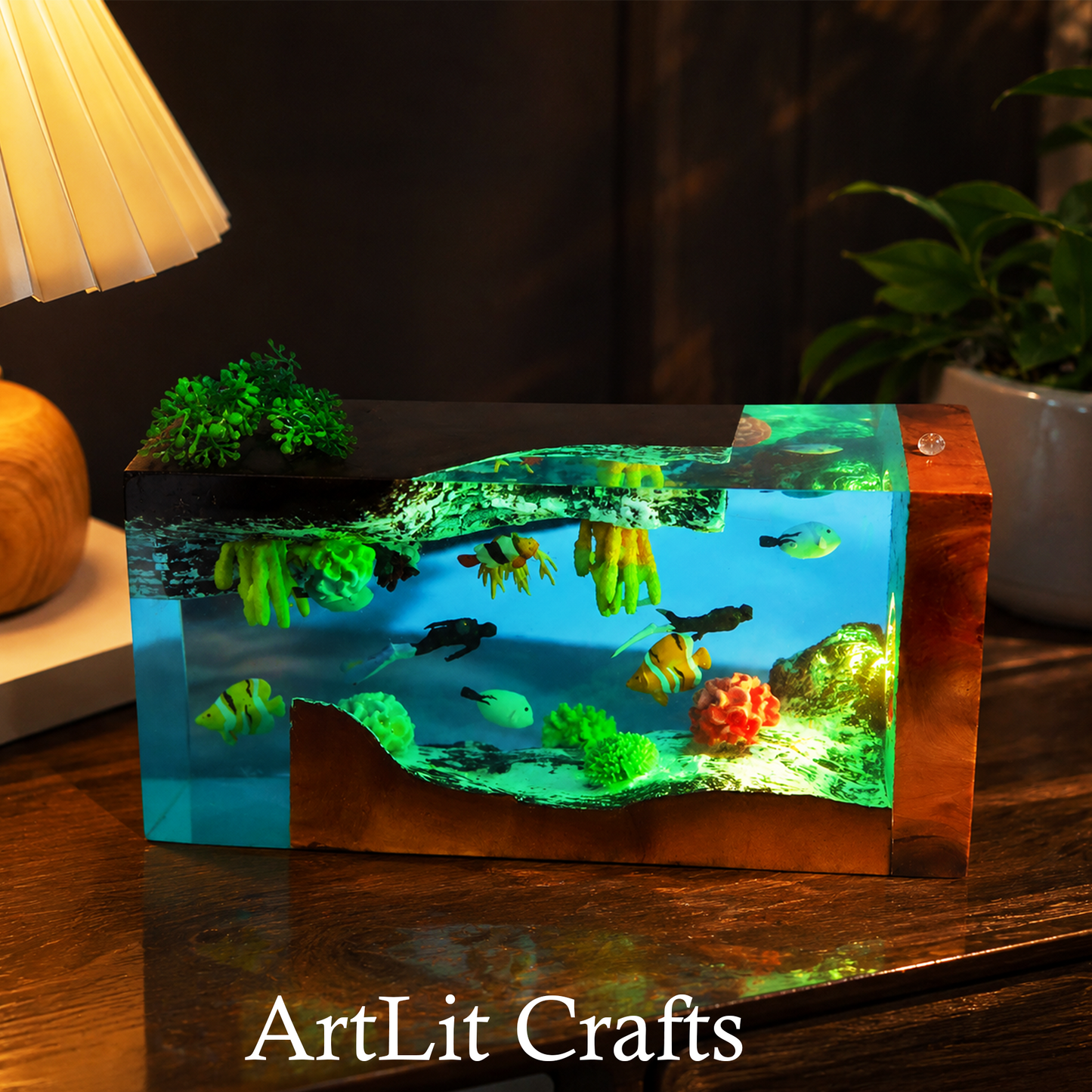 Ocean Aquarium Resin Lamp – Handmade LED Light