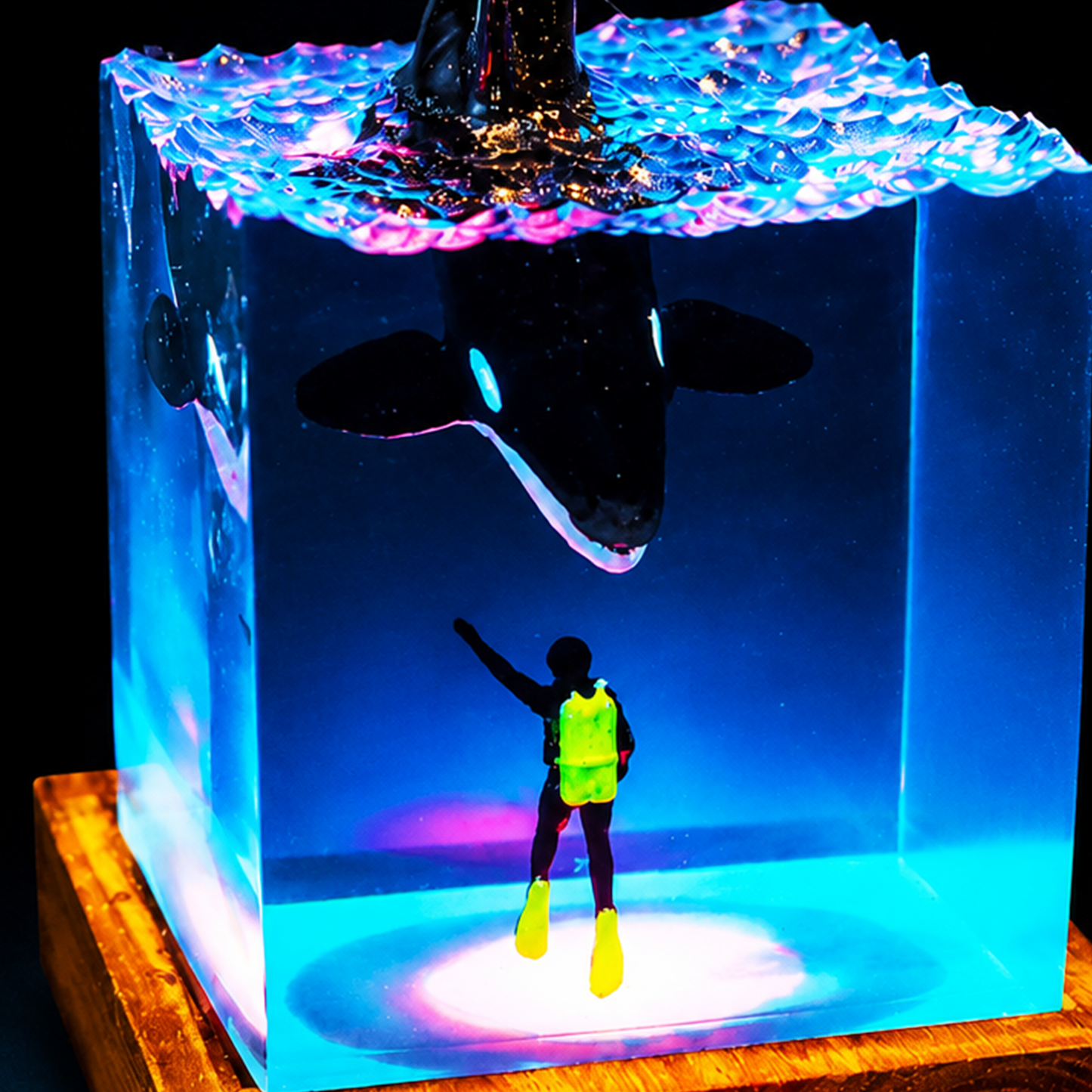 Orca Ocean Dive Resin Lamp