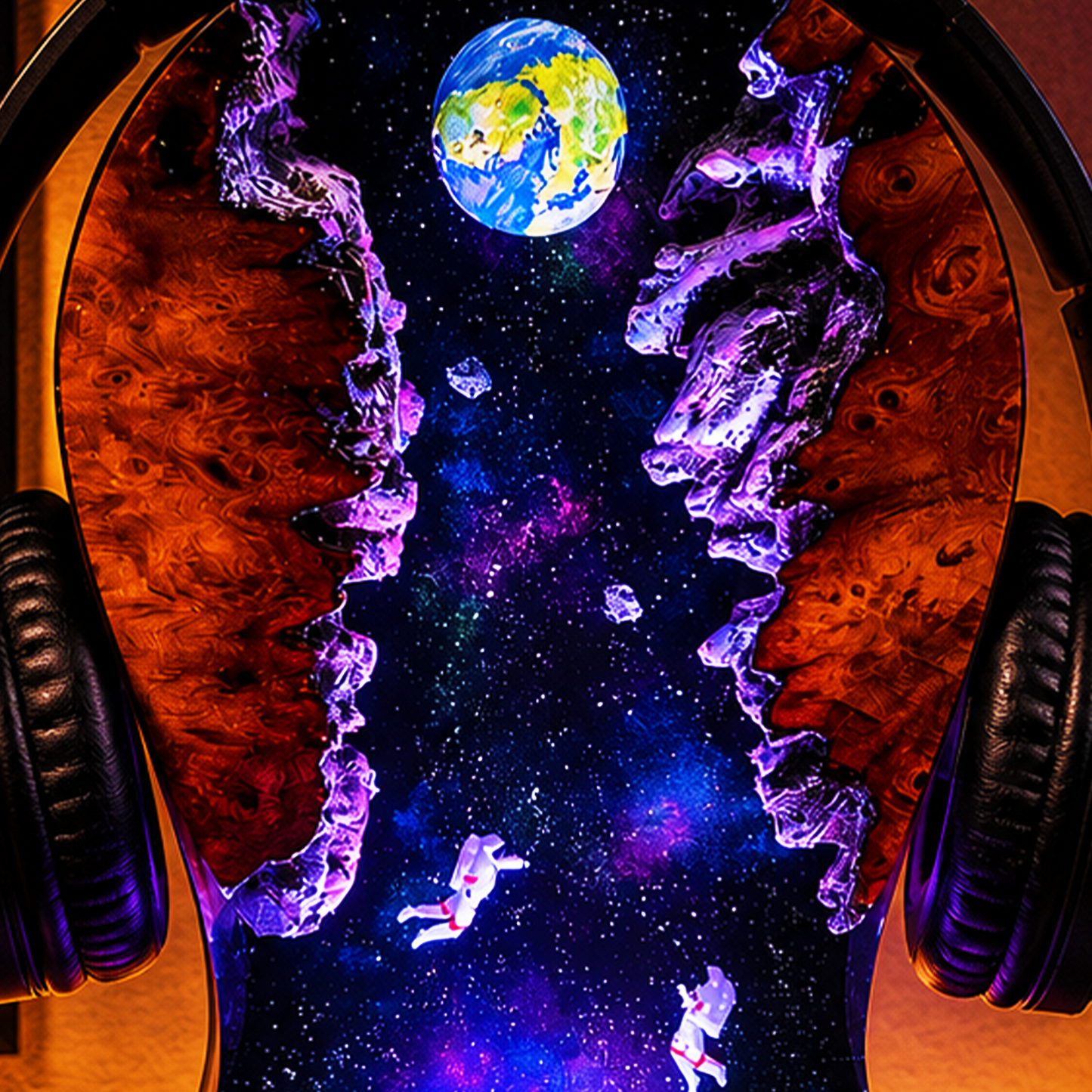 Astronaut & Moon Headphone Stand Resin Lamp
