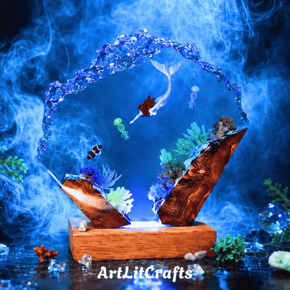 Epoxy Resin Mermaid Lamp – Ocean LED Night Light