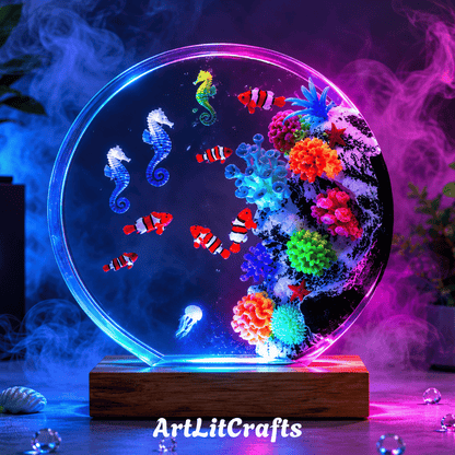 Ocean Seahorse Resin Lamp – Handmade Night Light
