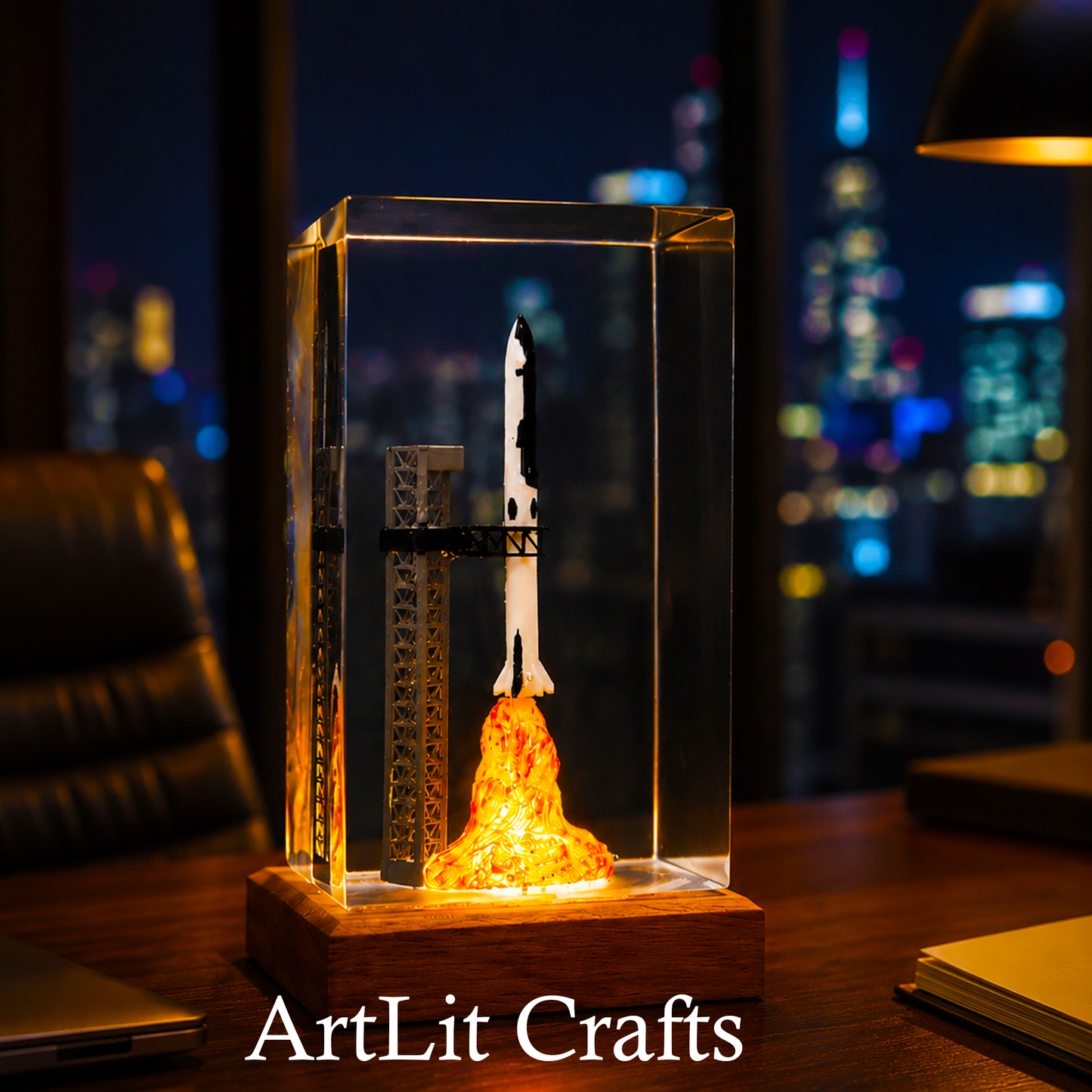 Rocket Launch Epoxy Resin Lamp – Handmade LED Light