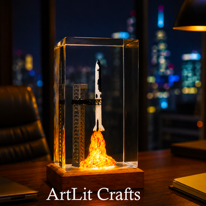 Rocket Launch Epoxy Resin Lamp – Handmade LED Light