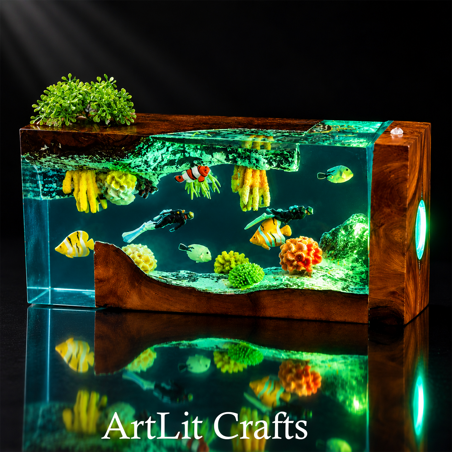Ocean Aquarium Resin Lamp – Handmade LED Light