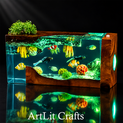 Ocean Aquarium Resin Lamp – Handmade LED Light