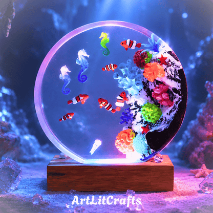 Ocean Seahorse Resin Lamp – Handmade Night Light