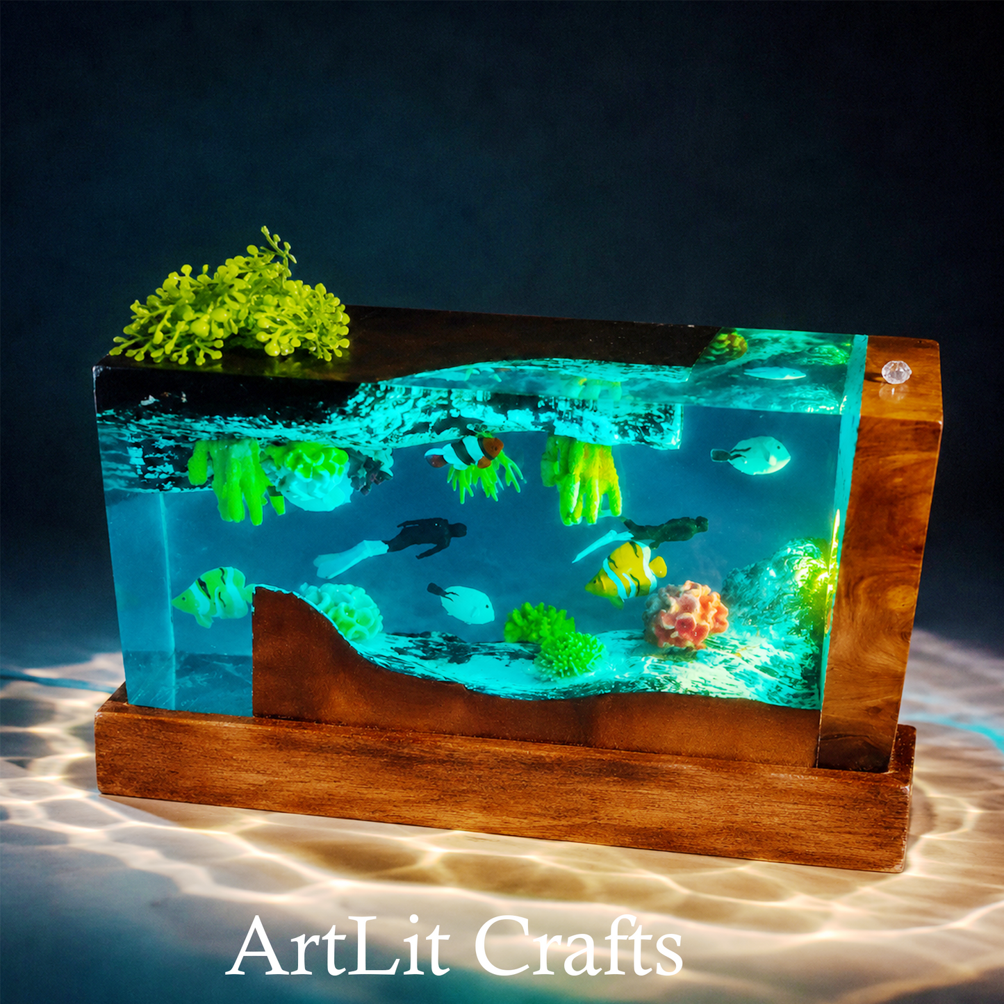 Ocean Aquarium Resin Lamp – Handmade LED Light