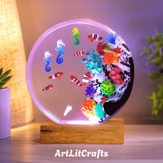 Ocean Seahorse Resin Lamp – Handmade Night Light