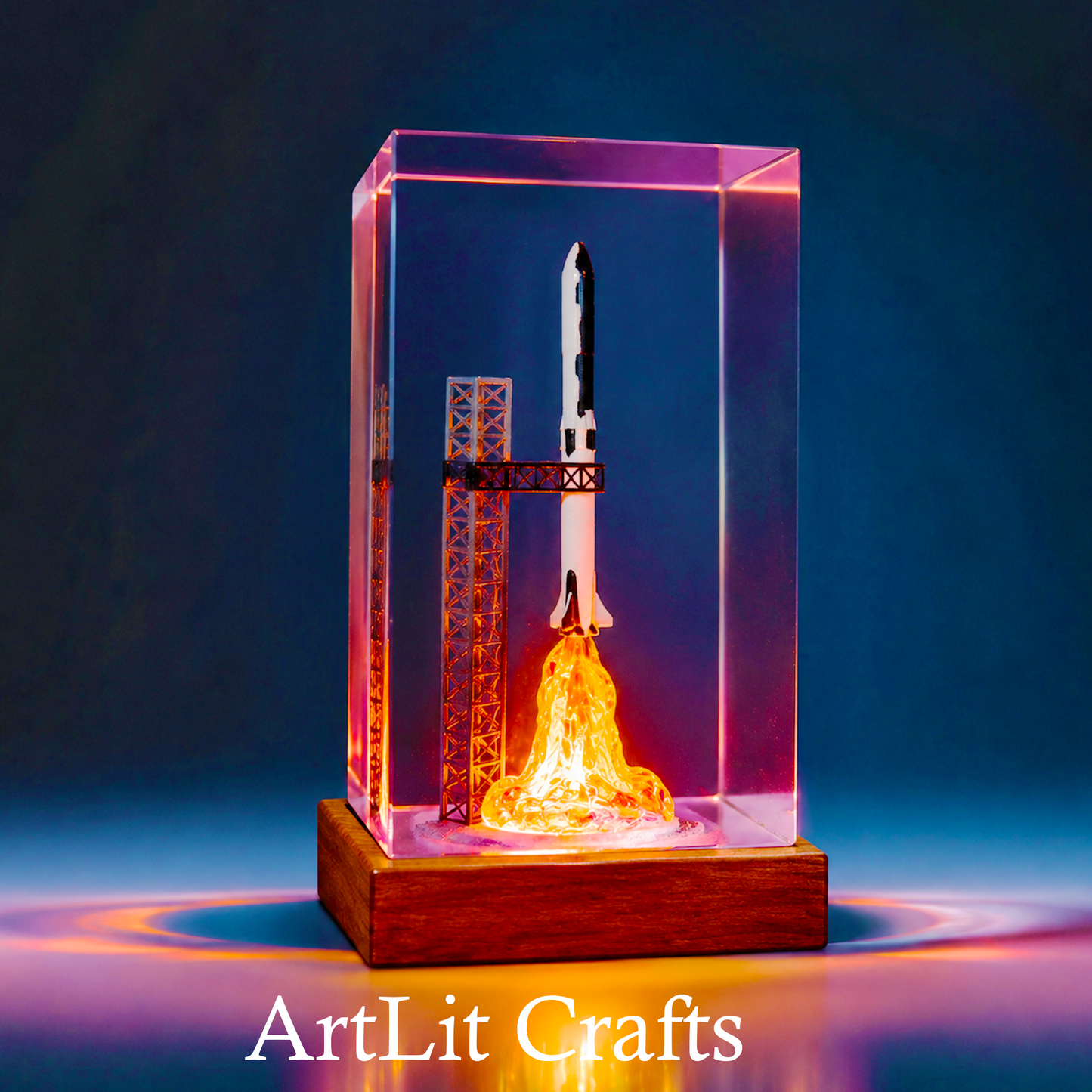 Rocket Launch Epoxy Resin Lamp – Handmade LED Light