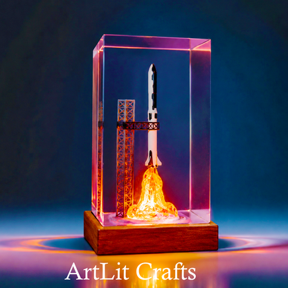 Rocket Launch Epoxy Resin Lamp – Handmade LED Light