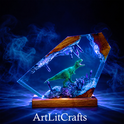 Dinosaur Resin Lamp – Handmade LED Light
