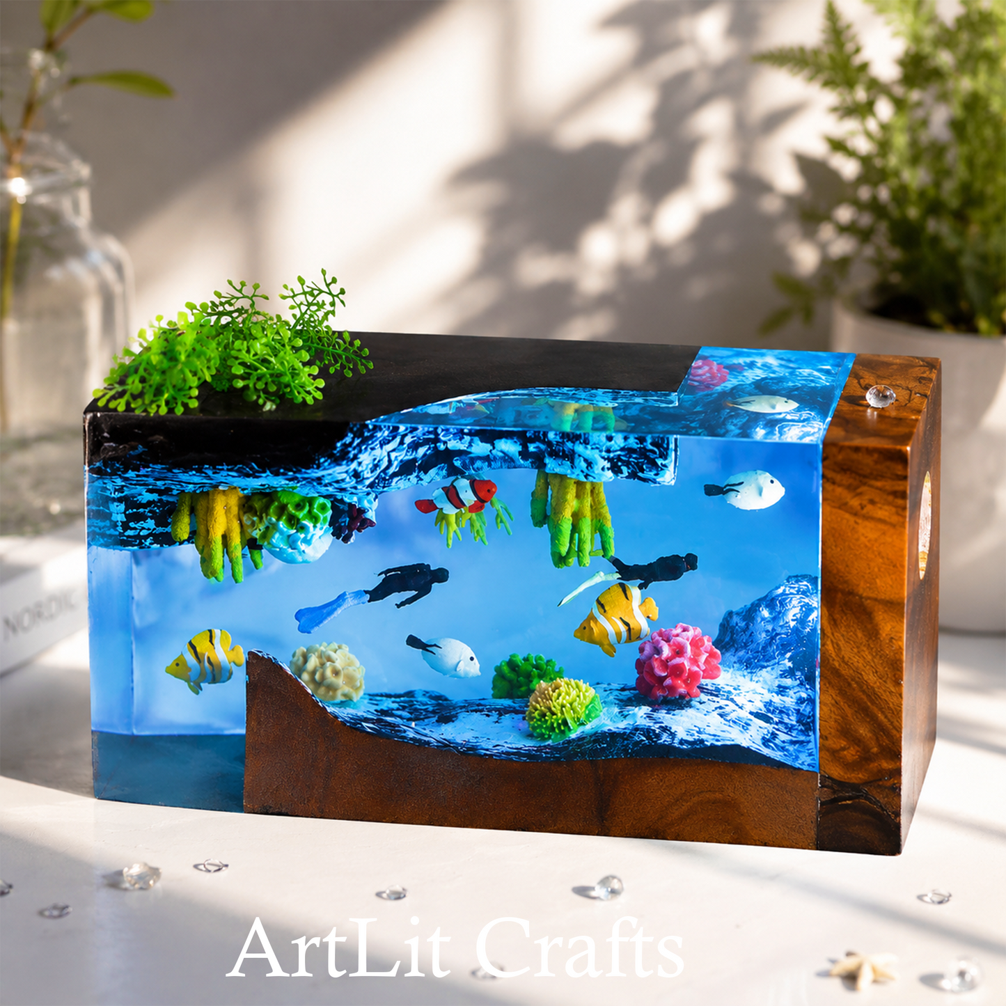 Ocean Aquarium Resin Lamp – Handmade LED Light