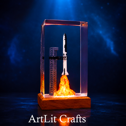 Rocket Launch Epoxy Resin Lamp – Handmade LED Light