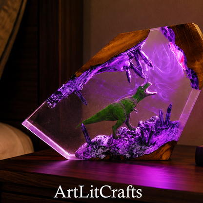 Dinosaur Resin Lamp – Handmade LED Light