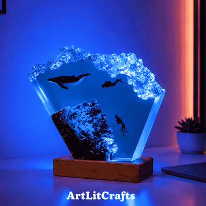 Deep Sea Diver Resin Lamp – Handmade LED Light
