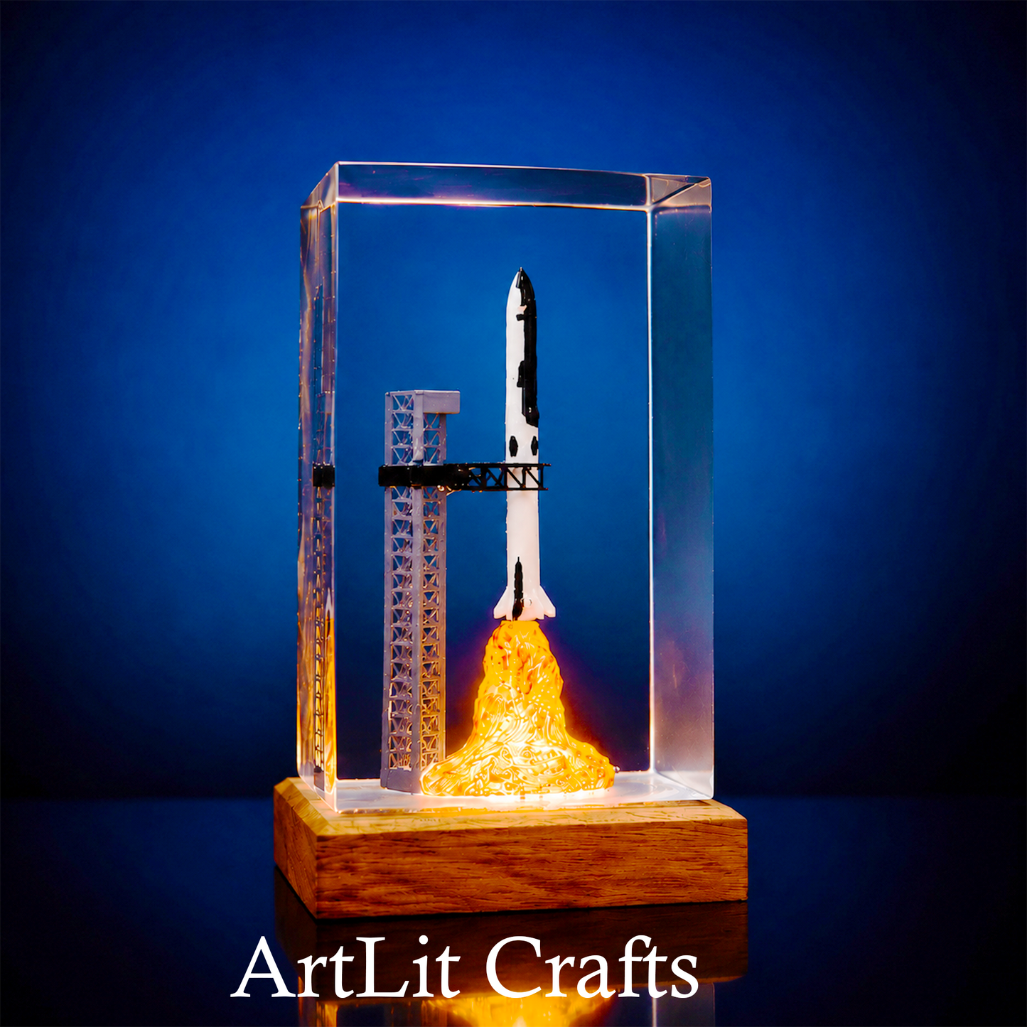 Rocket Launch Epoxy Resin Lamp – Handmade LED Light