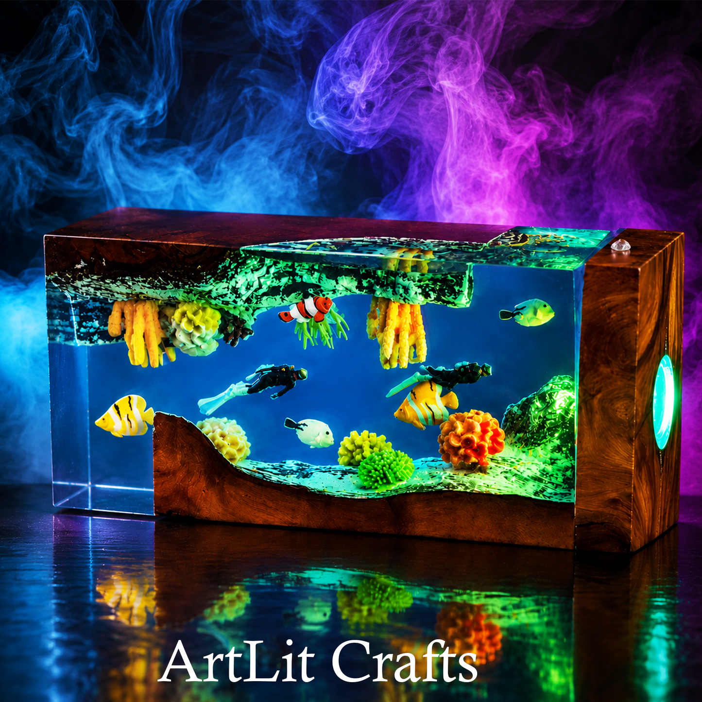 Ocean Aquarium Resin Lamp – Handmade LED Light