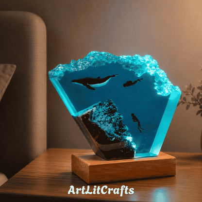 Deep Sea Diver Resin Lamp – Handmade LED Light