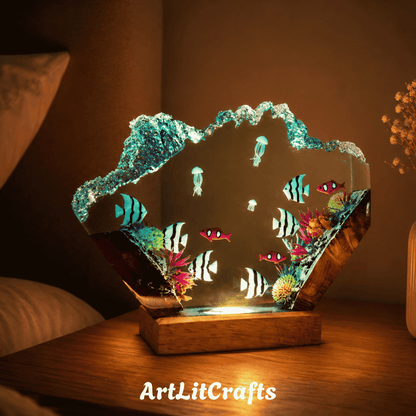 Ocean Fish Resin Lamp – Handmade LED Light