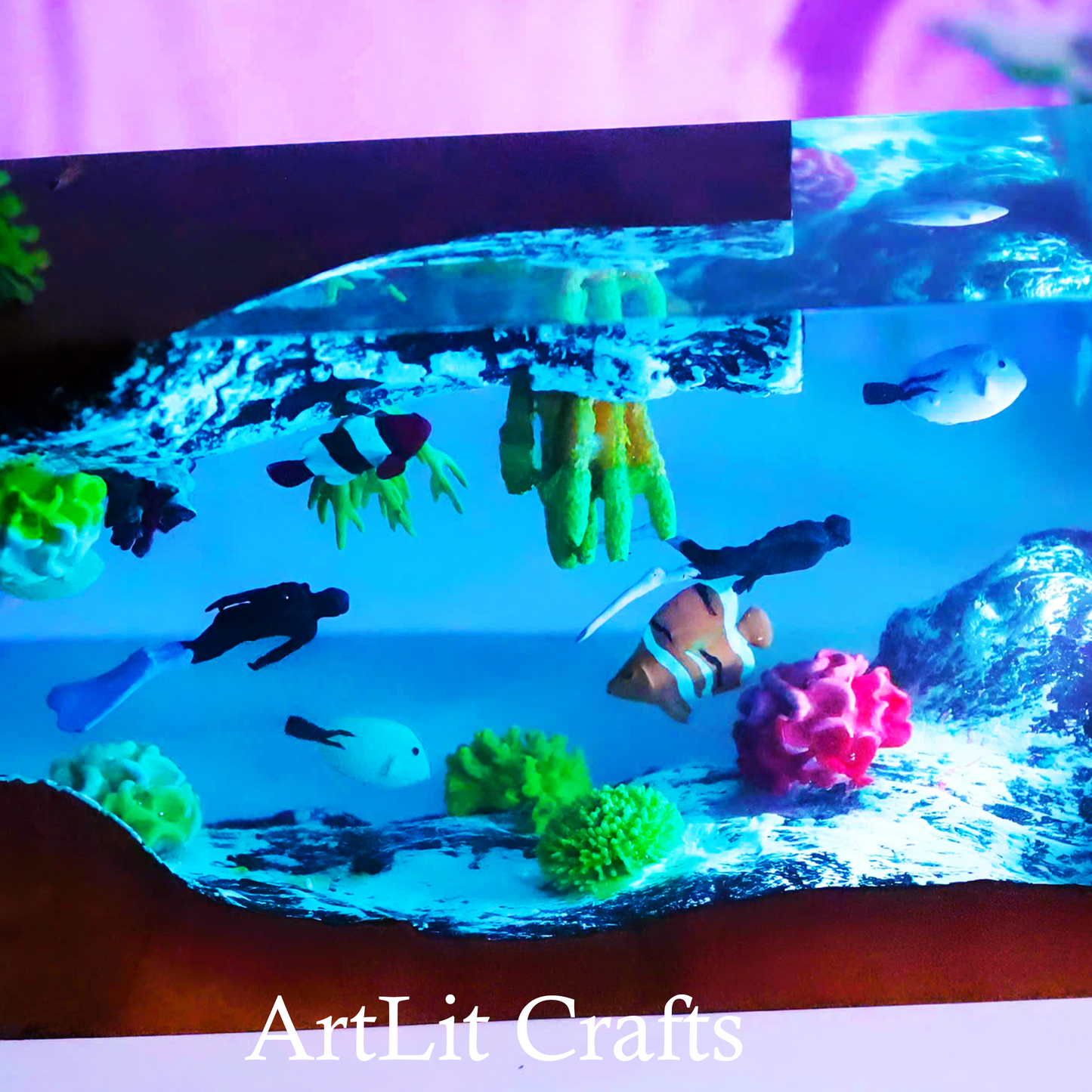 Ocean Aquarium Resin Lamp – Handmade LED Light
