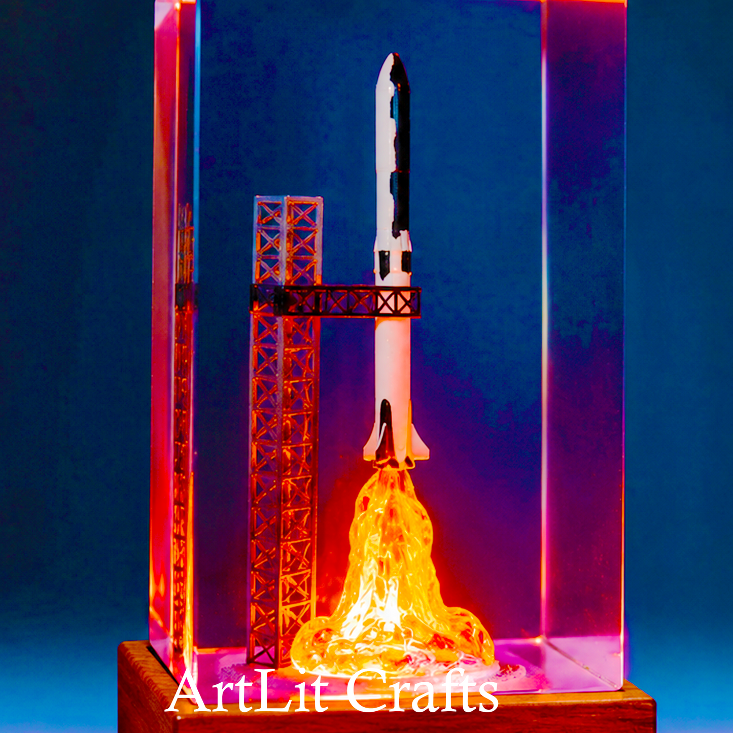 Rocket Launch Epoxy Resin Lamp – Handmade LED Light