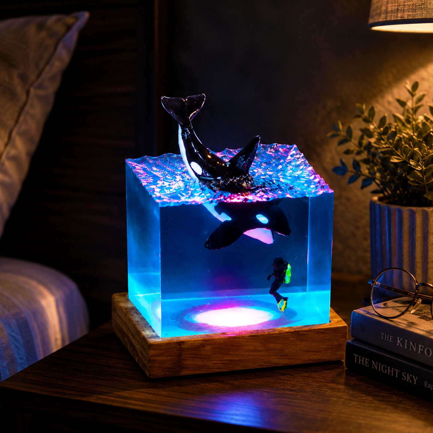 Orca Ocean Dive Resin Lamp