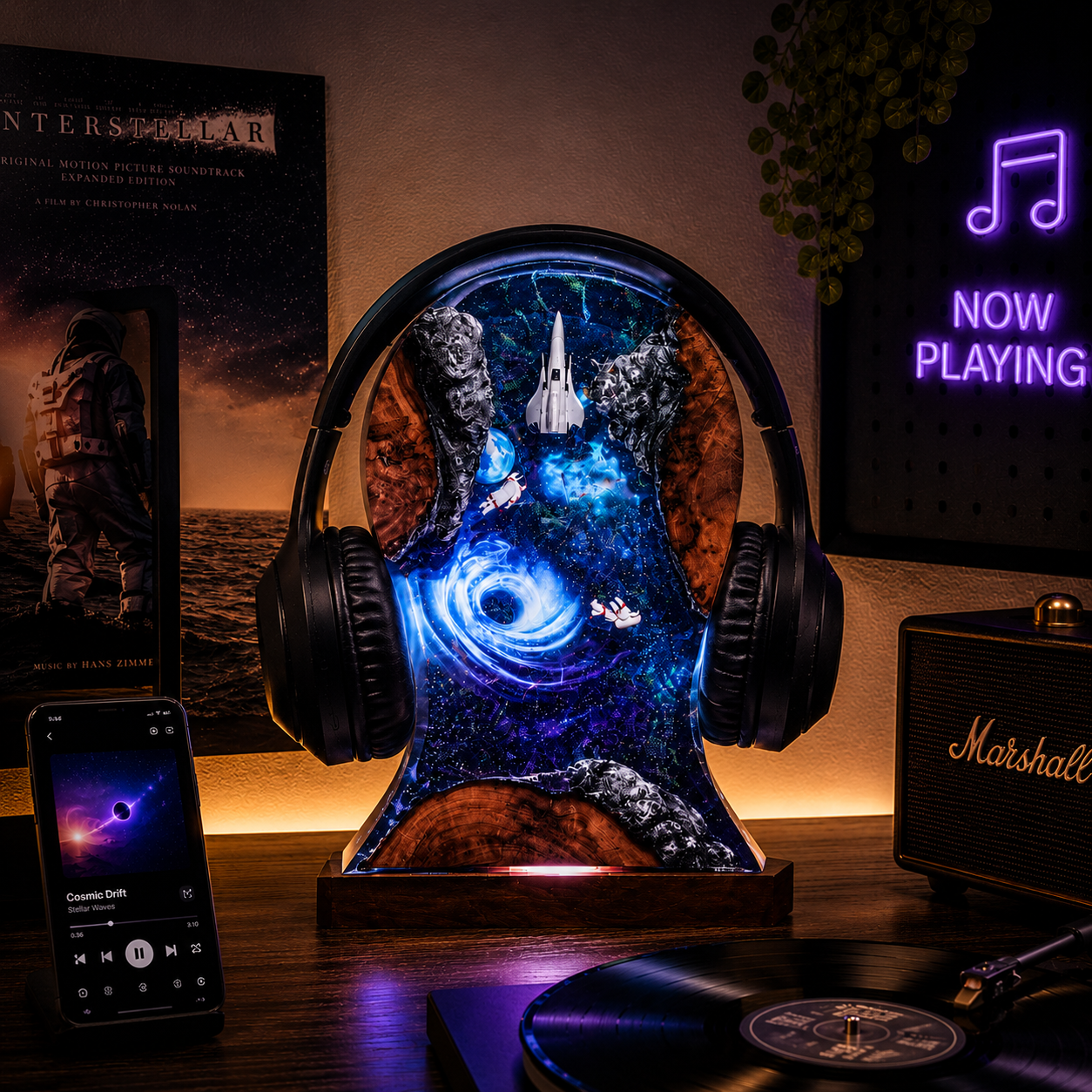 Galaxy Aircraft Headphone Stand Resin Lamp