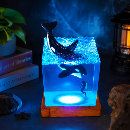 Orca Ocean Dive Resin Lamp