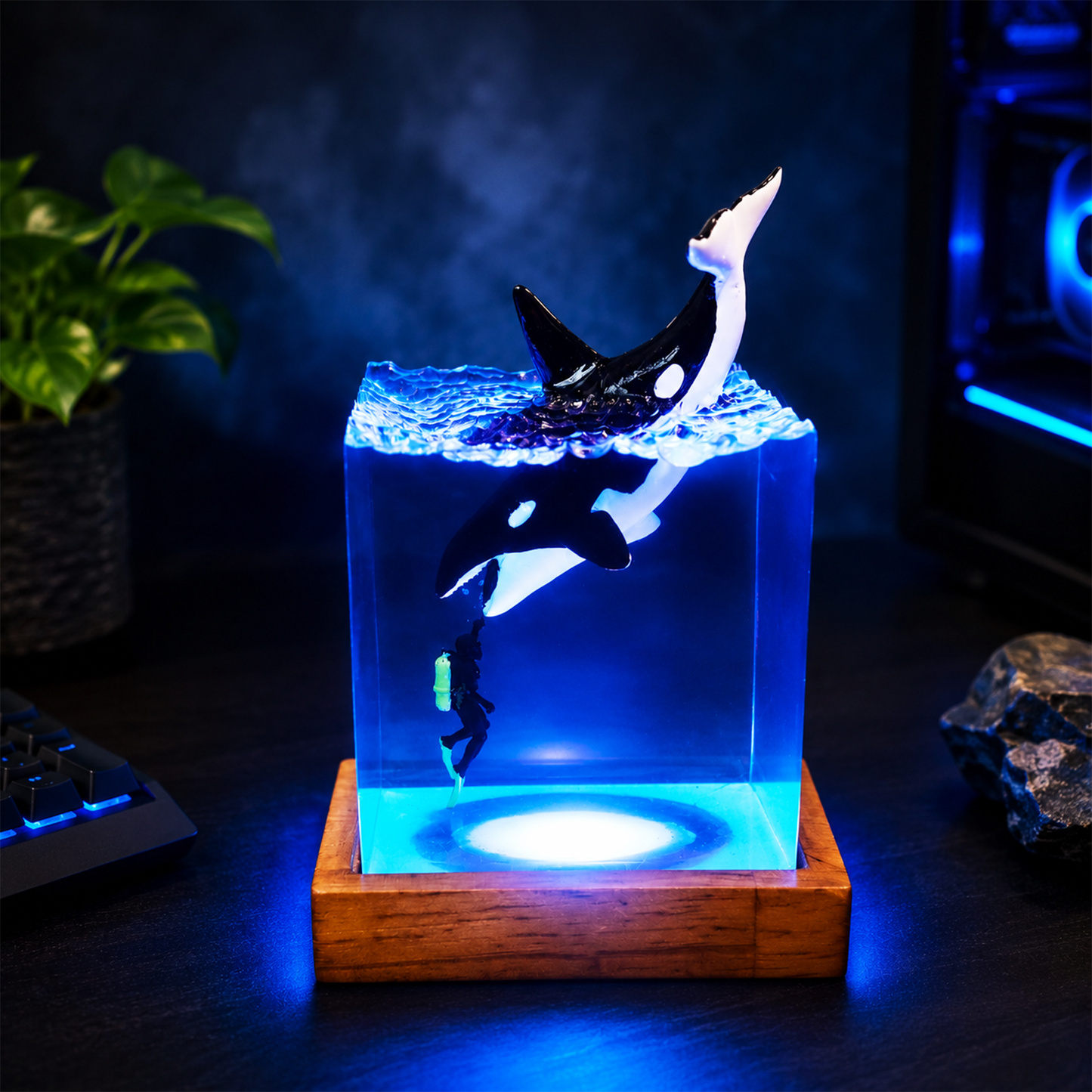Orca Ocean Dive Resin Lamp