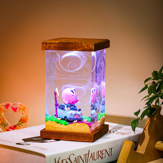 Adorable Pink Puffball Resin Lamp – ArtLitCraft Store