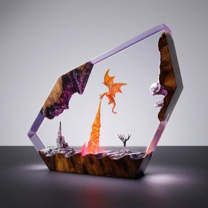 Fire Dragon Epoxy Resin Lamp