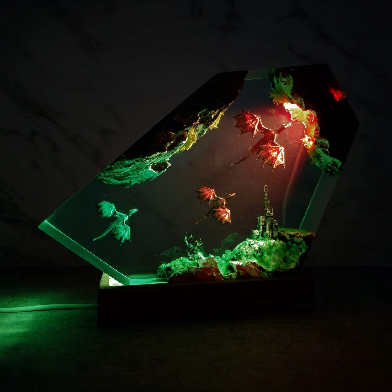 Fire Dragon and Ice Dragon Resin Lamp – ArtLitCraft Store