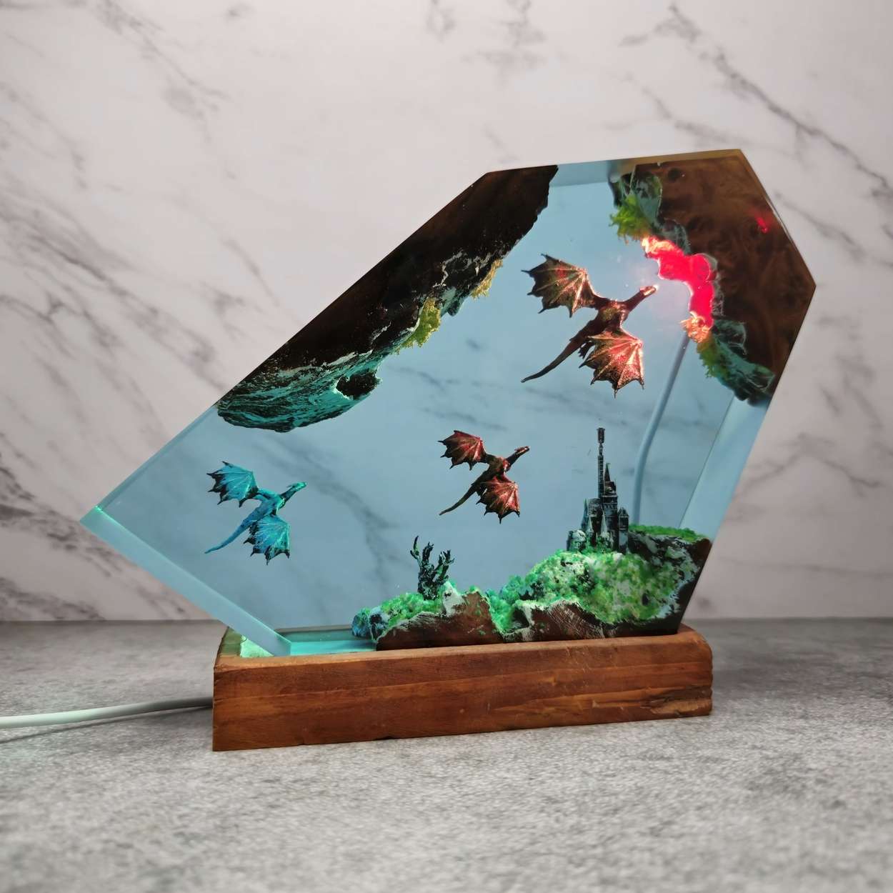 Fire Dragon and Ice Dragon Resin Lamp – ArtLitCraft Store