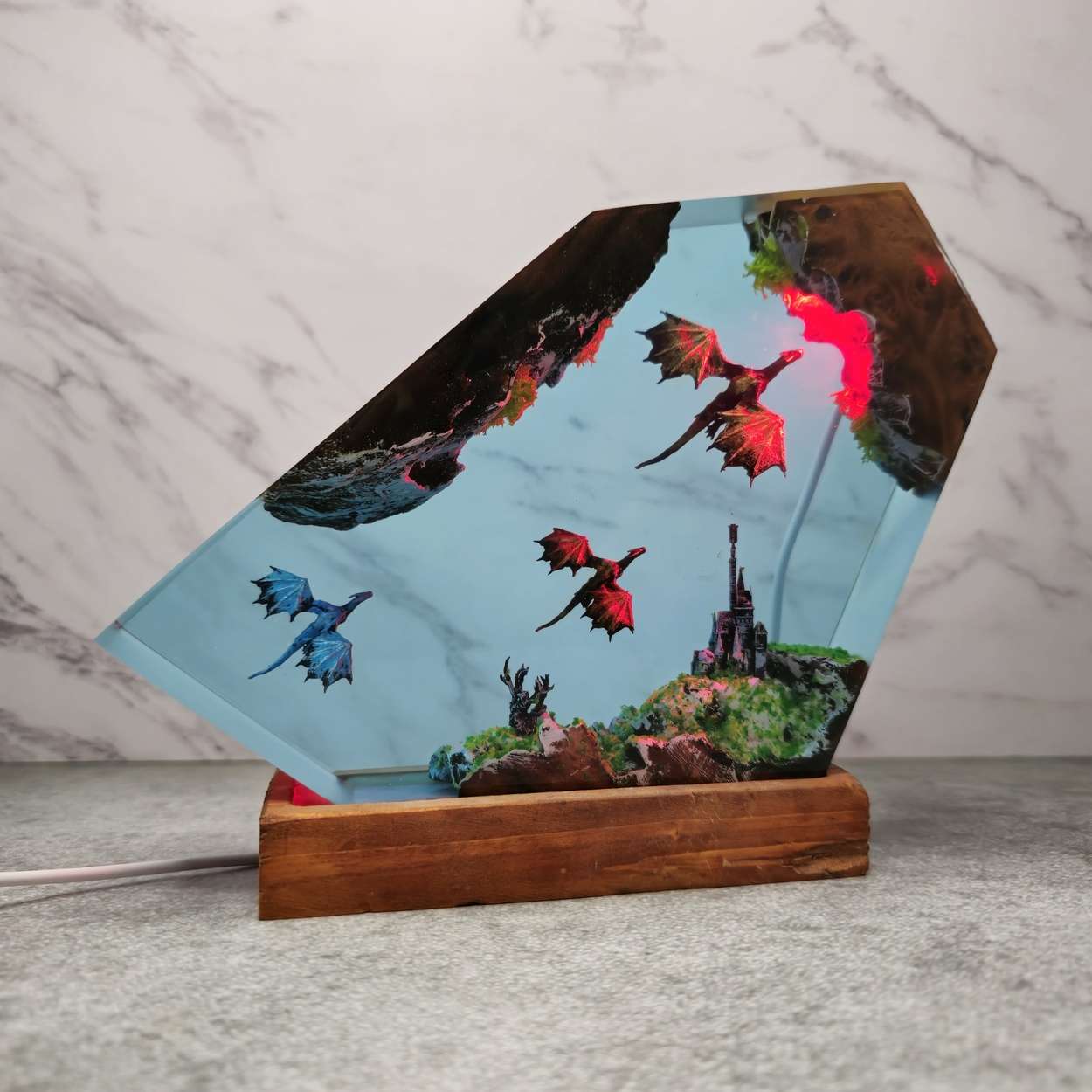 Fire Dragon and Ice Dragon Resin Lamp – ArtLitCraft Store