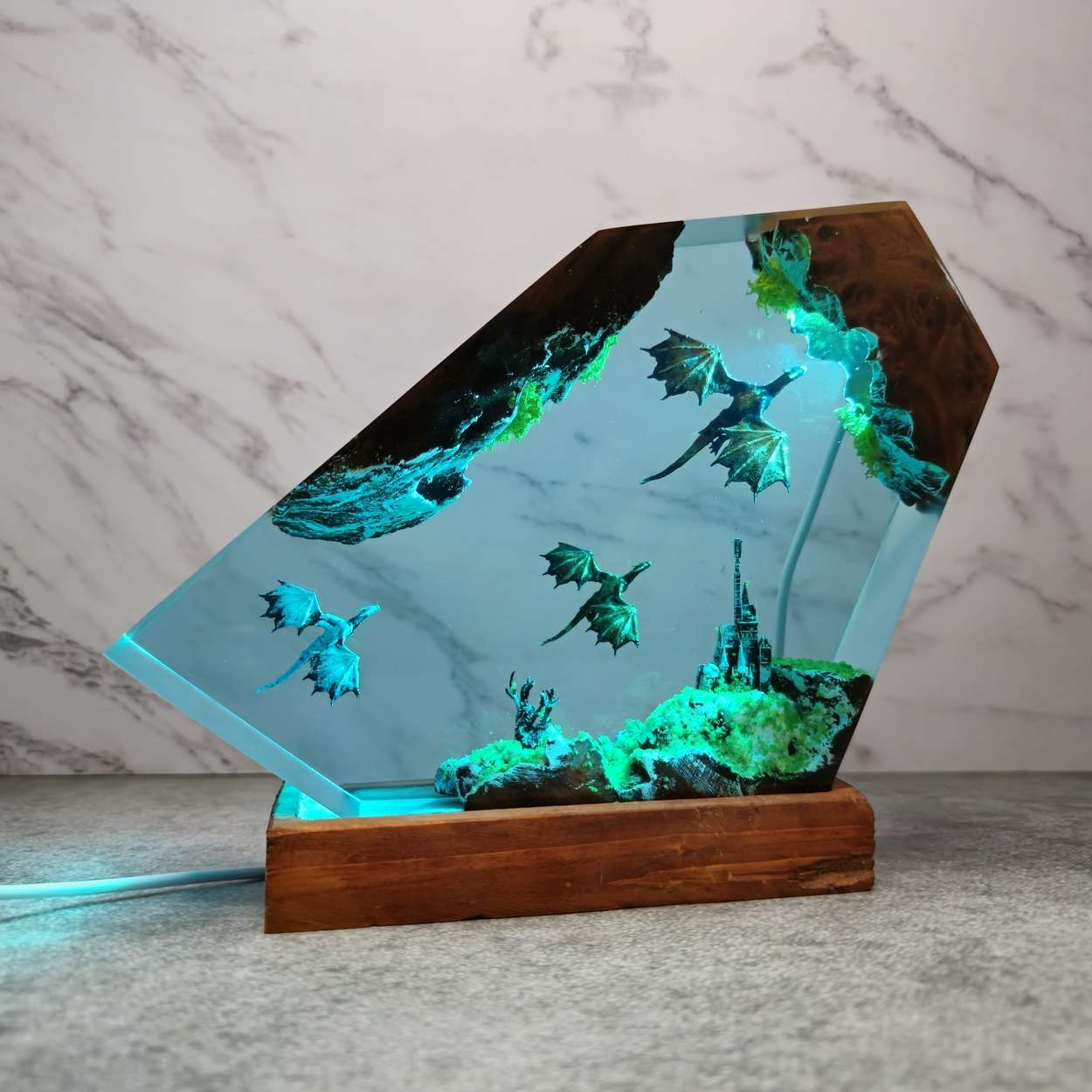 Fire Dragon and Ice Dragon Resin Lamp – ArtLitCraft Store