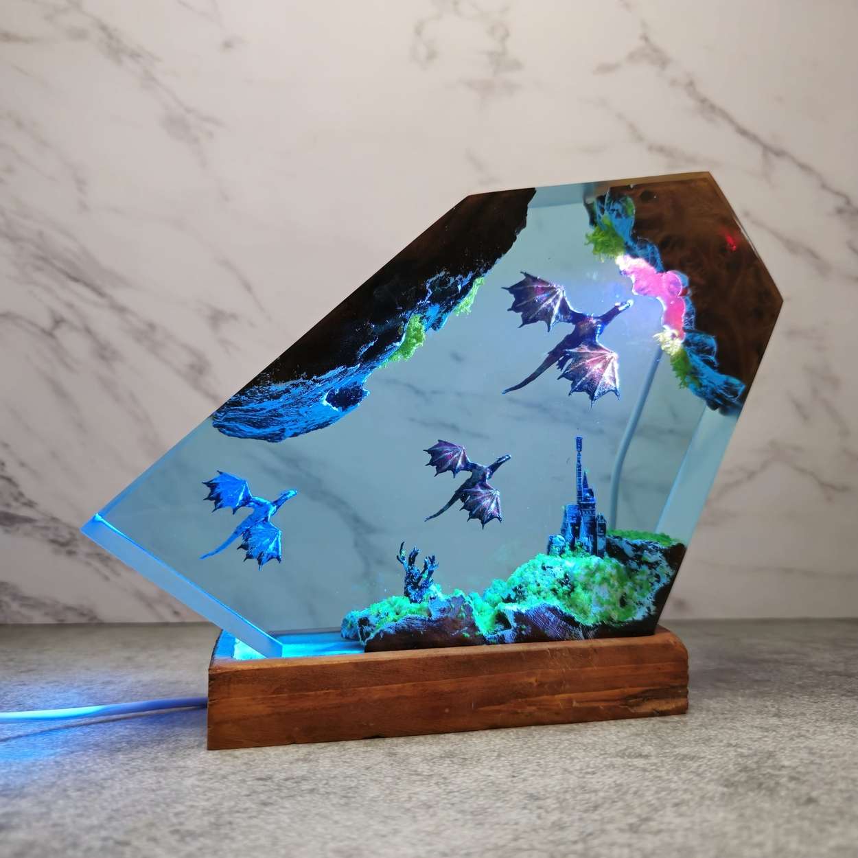 Fire Dragon and Ice Dragon Resin Lamp – ArtLitCraft Store