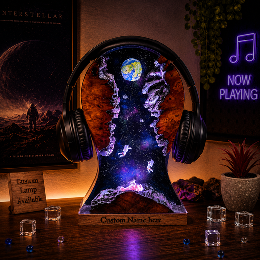 Astronaut & Moon Headphone Stand Resin Lamp