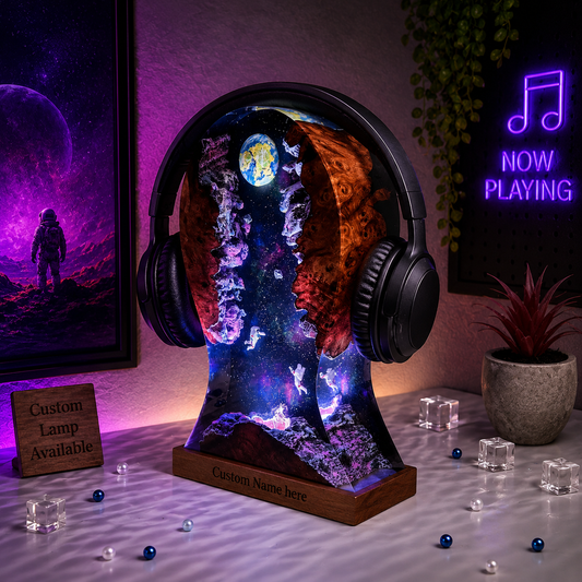 Astronaut & Moon Headphone Stand Resin Lamp