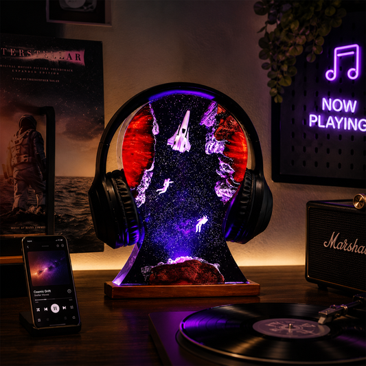 Astronaut & Space Shuttle Headphone Stand Resin Lamp