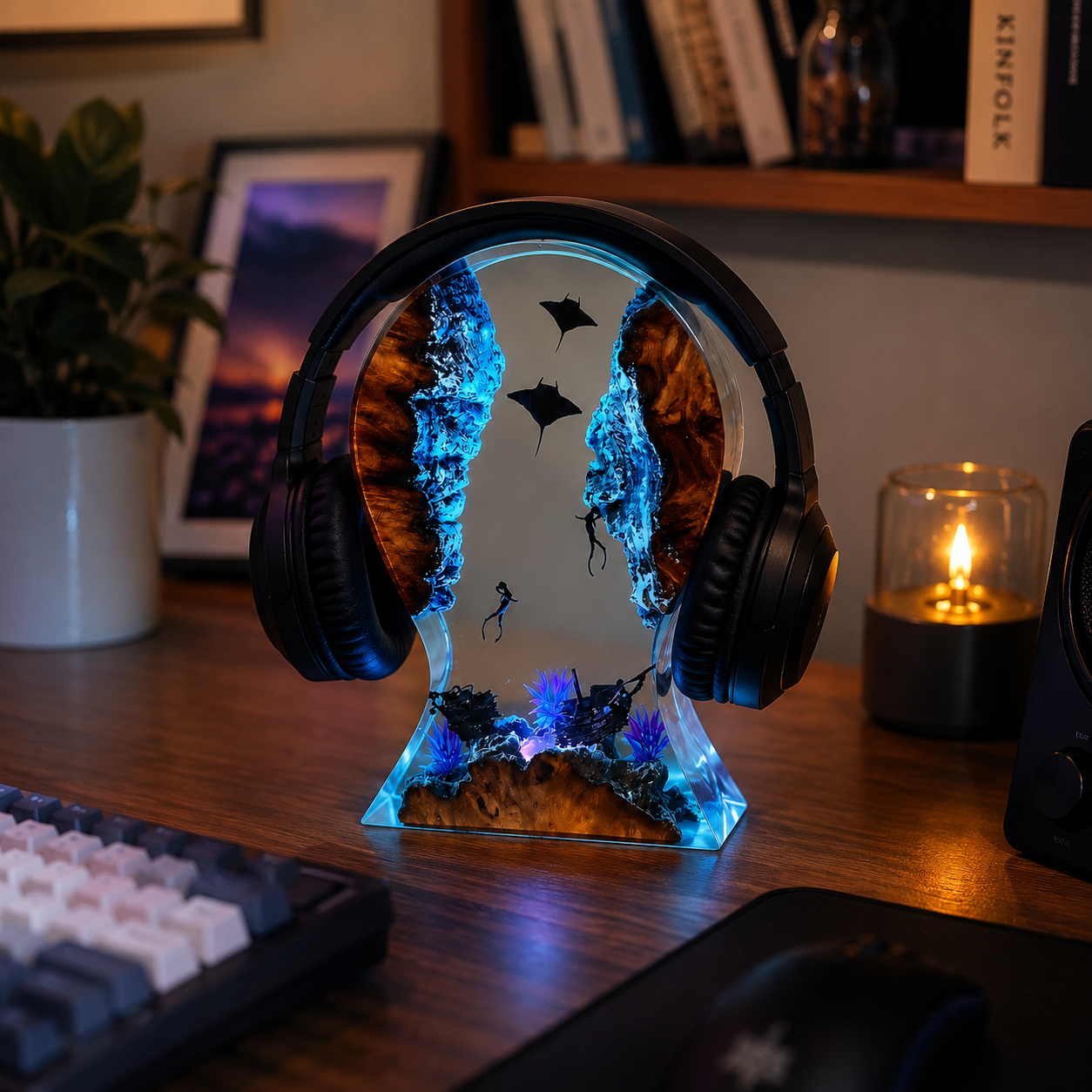 Stingray Headphone Stand Resin Lamp