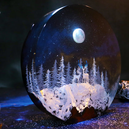 deer resin lamp on bedside cozy room decor