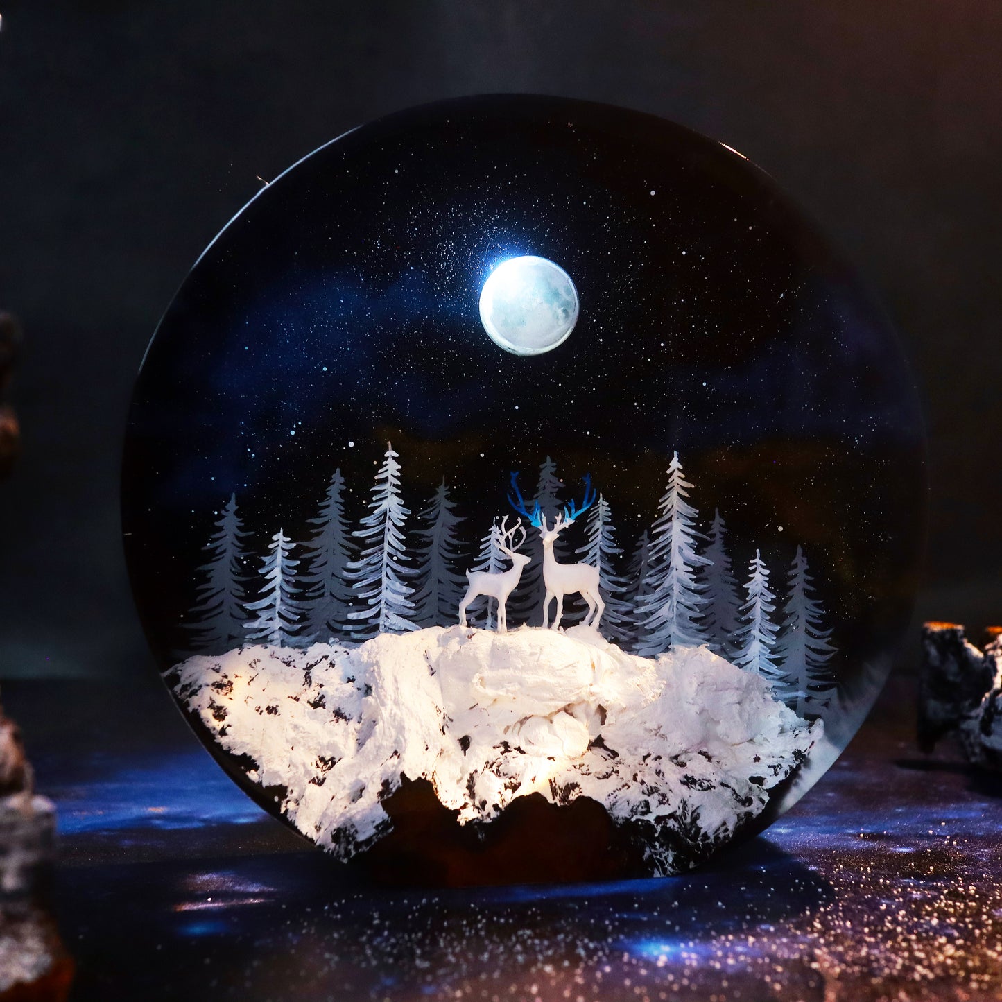 deer resin lamp christmas decor cozy night light