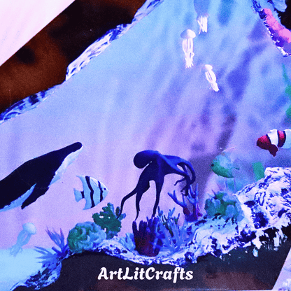 Whale & Octopus Ocean Resin Lamp – Handmade LED Deep Sea Night Light