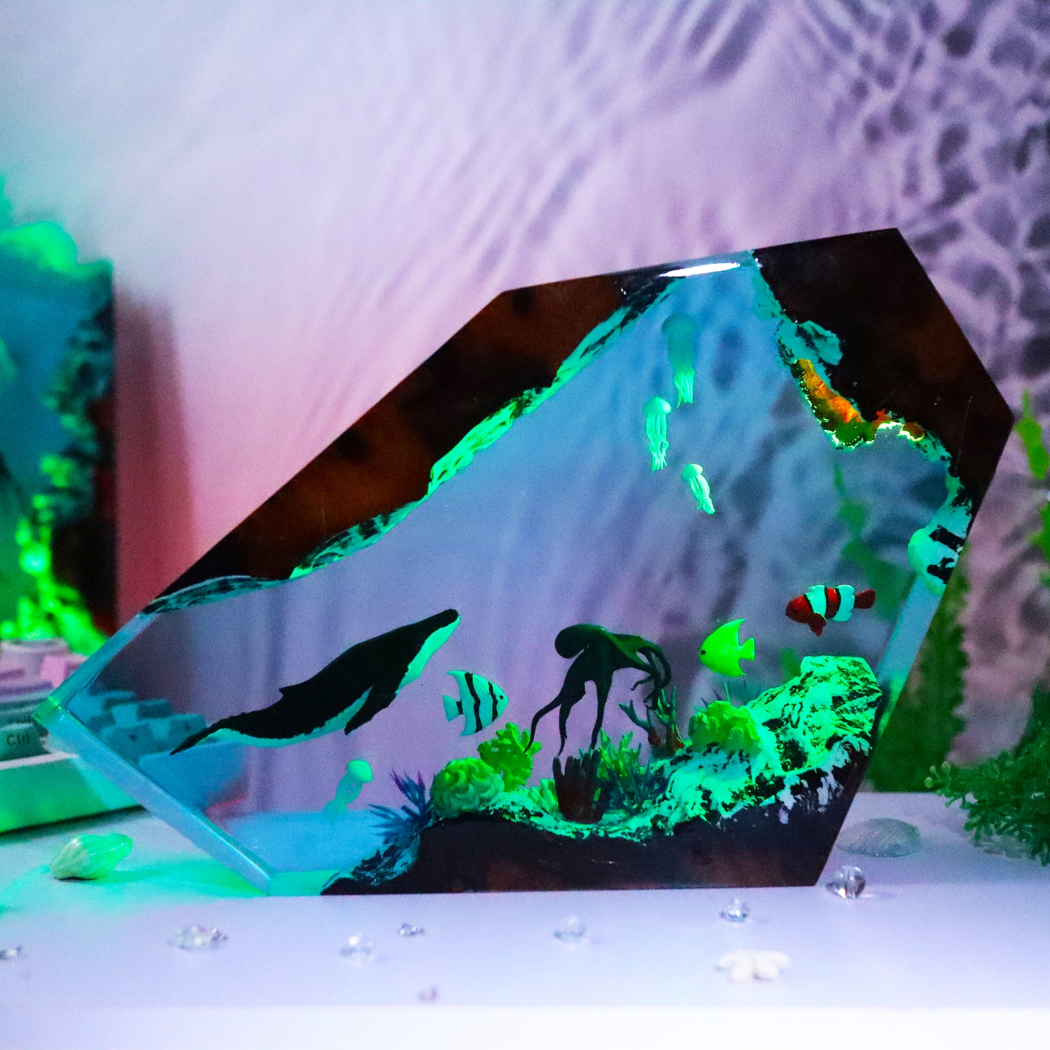 LED epoxy resin ocean lamp for coastal bedroom and gaming room decor