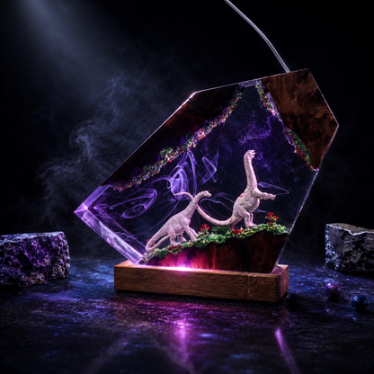 long neck dinosaur epoxy resin lamp side angle