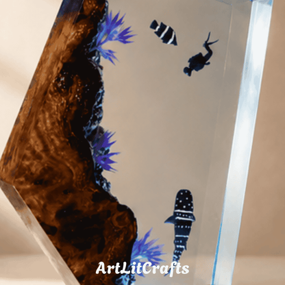 ocean reef resin lamp side angle underwater scene