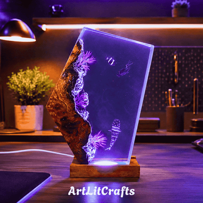 reef diver resin lamp blue ambient lighting